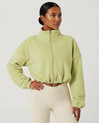 Kort Oversize Zip-up Fleece Tröja
