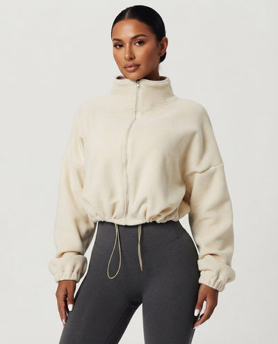 Kort Oversize Zip-up Fleece Tröja