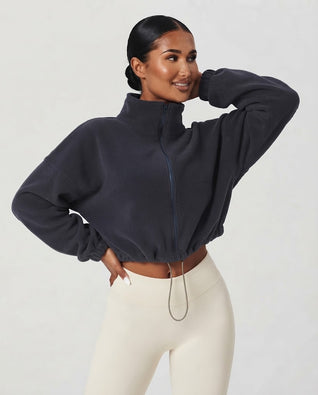 Kort Oversize Zip-up Fleece Tröja