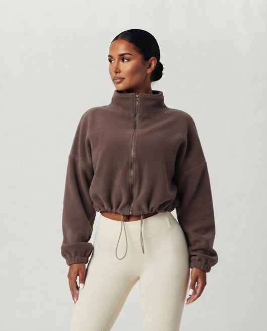 Kort Oversize Zip-up Fleece Tröja