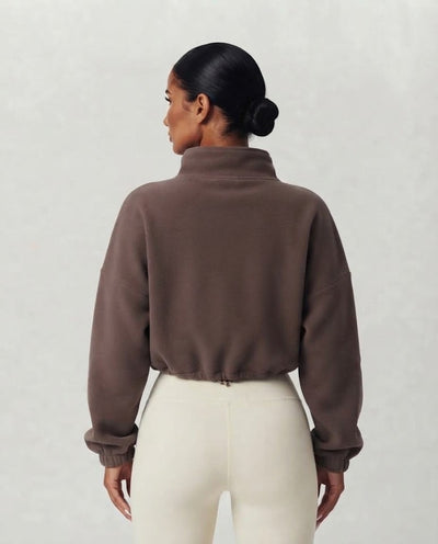 Kort Oversize Zip-up Fleece Tröja