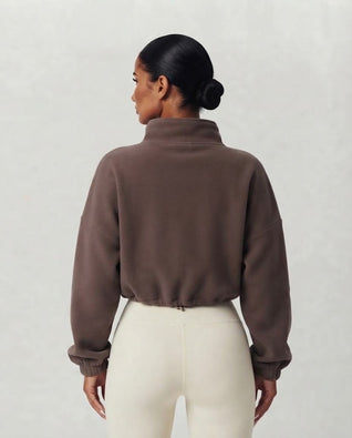 Kort Oversize Zip-up Fleece Tröja