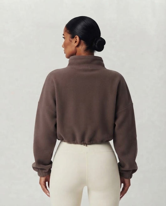 Kort Oversize Zip-up Fleece Tröja
